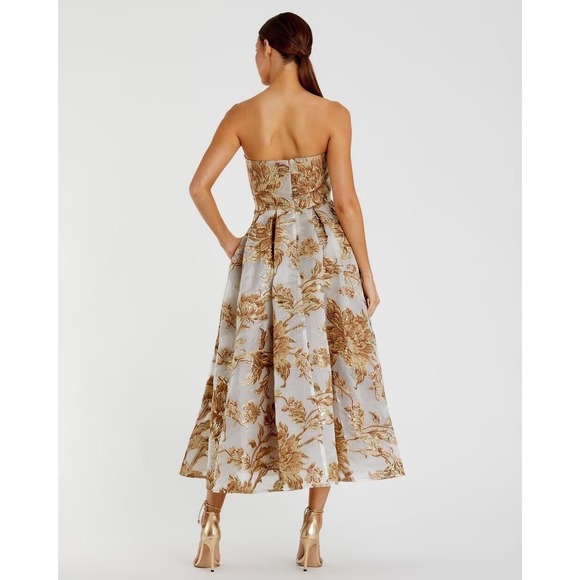 Mac Duggal Strapless Gold and Cream Dress - Picture 11 of 14